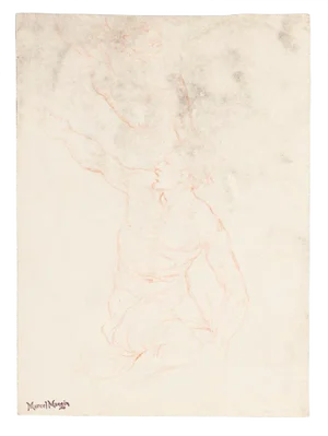 Study of Figures - Original Pastel Drawing by Marcel Mangin - 20th Cent 1950 ca.