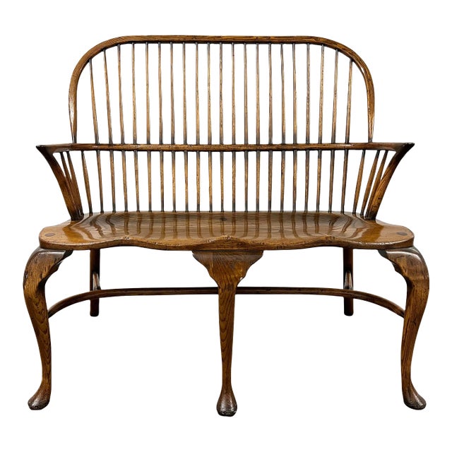 20th Century English Oak Sack-Back Bench For Sale