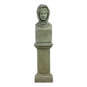 Vintage Regency Cast Concrete Bust of Woman in Hood