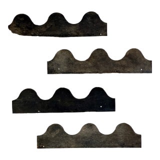 Set of 4 Vintage Architectural Salvaged Wood Wall Elements With Waves Design For Sale