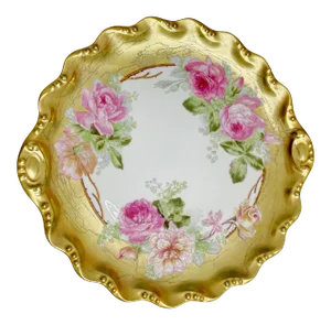 Antique Early 1900s Art Nouveau Blakeman & Henderson Coiffe Limoges Hand-Painted Porcelain Cake Platter