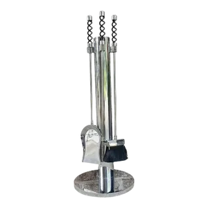 Late 20th Century Modernist Chrome Fireplace Tools With Spring Handles - a Set of 4