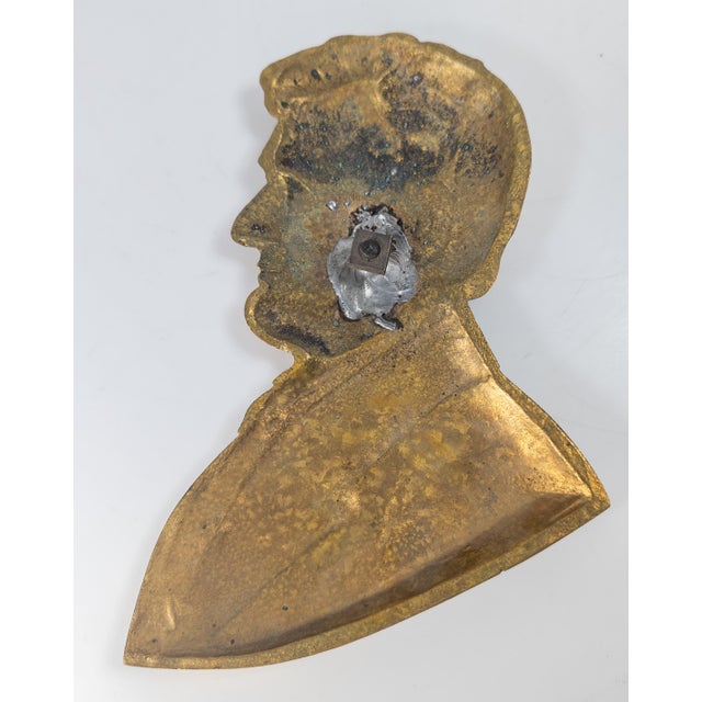 Brass 19th Century American Gilt Brass Portrait Profile Plaque of Abraham Lincoln For Sale - Image 8 of 8