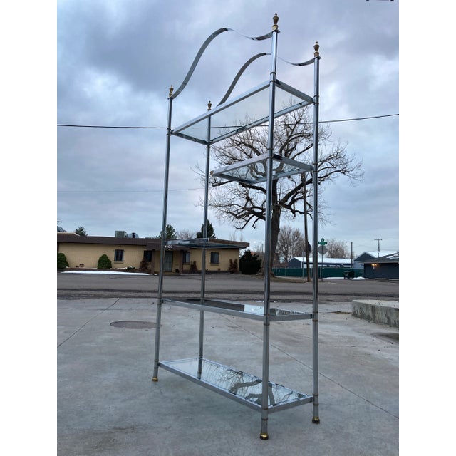 Polished Steel Étagère in the Manner of Jansen For Sale - Image 10 of 13