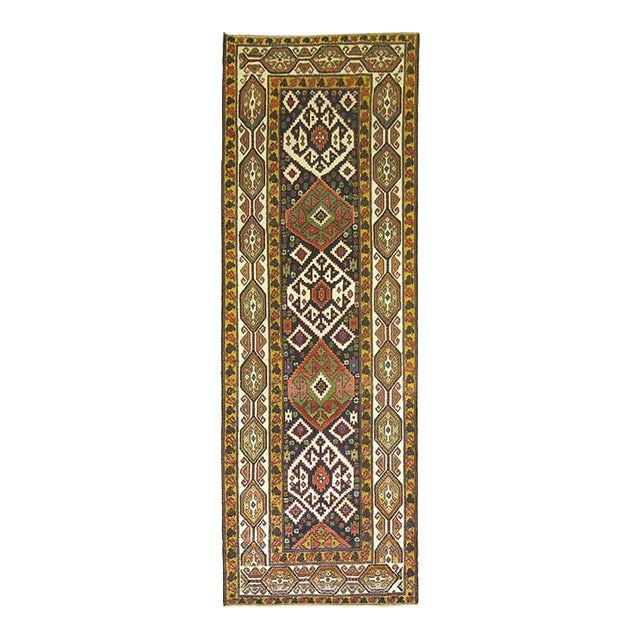 Navy Mustard Vintage Persian Bakhtiari Runner For Sale
