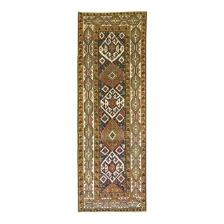 Navy Mustard Vintage Persian Bakhtiari Runner - 3'9" x 5'8" For Sale