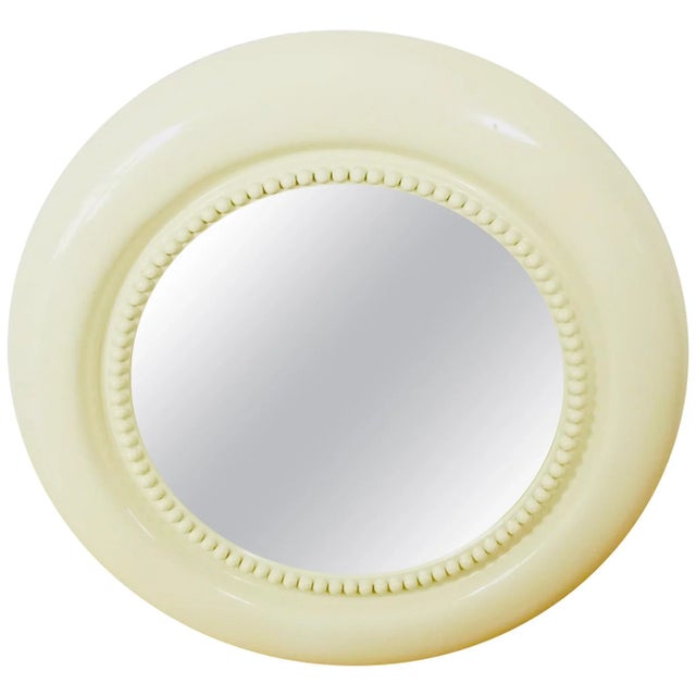 Extra Large Round American Beige Wall Mirror, 1970s For Sale - Image 10 of 10