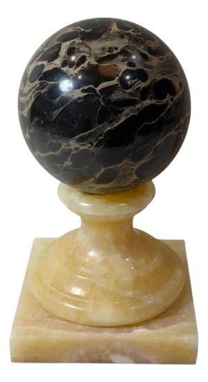 Late 19th Century Italian Grand Tour Marble and Alabaster Sculpture Ball on Stand