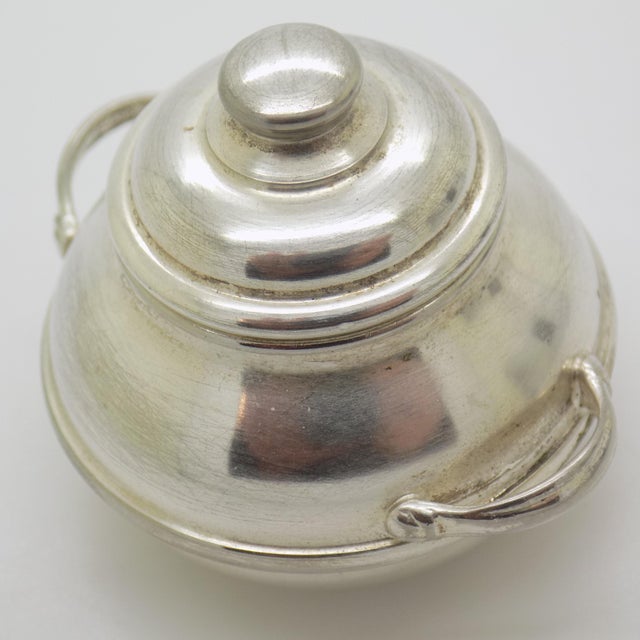 1980s Vintage Italian Handmade Genuine Silver Cooking Pot Dollhouse Miniature, 1980s For Sale - Image 5 of 12