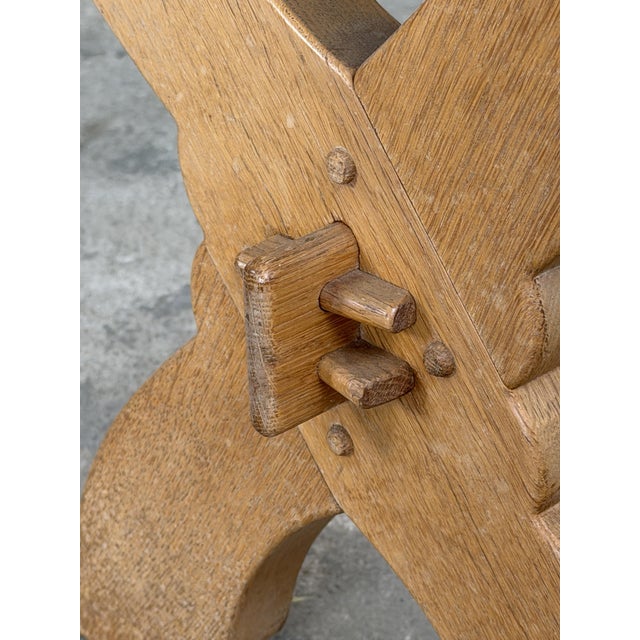 Brutalist Dutch Oak and Leather X-Frame Chairs by Bram Sprij, 1960s, Set of 6 For Sale - Image 10 of 16