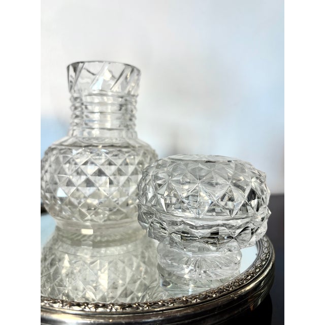 Pointed Diamond Vase, Glasses and Powder Box from Montcenis, Early 19th Century, Set of 5 For Sale - Image 5 of 18