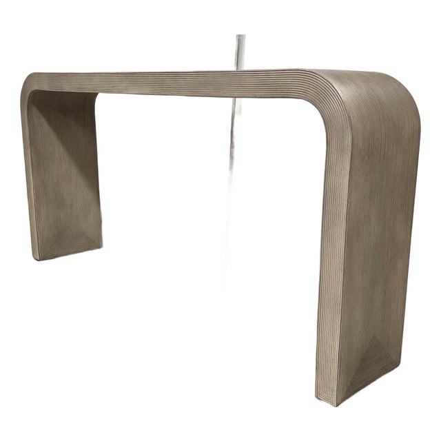 Modern Beige Reeded Waterfall Console Table For Sale