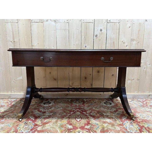 English Style Mahogany Flat Desk For Sale - Image 6 of 9