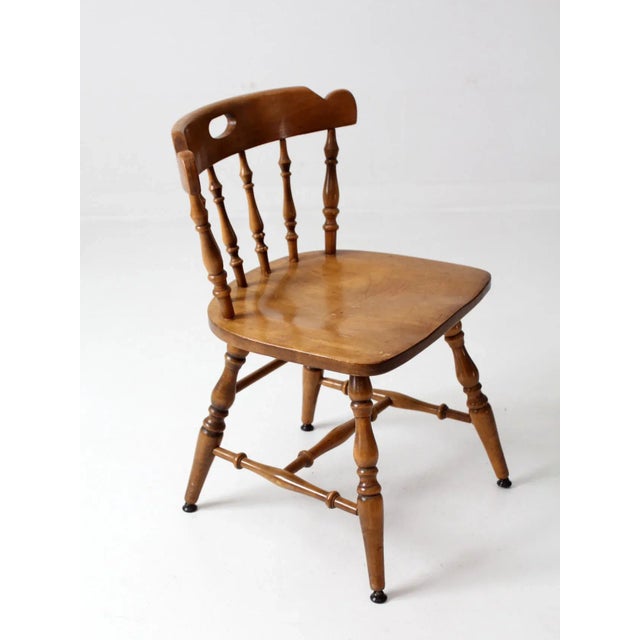 Brown Vintage Wood Pub Chair For Sale - Image 8 of 9