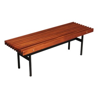 Teakwood and Metal Bench, Italy, 1970s For Sale