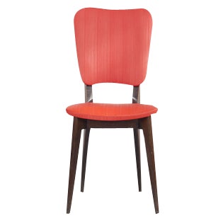 Kitchen Chair with Red Synthetic Leather Cover, 1960s For Sale