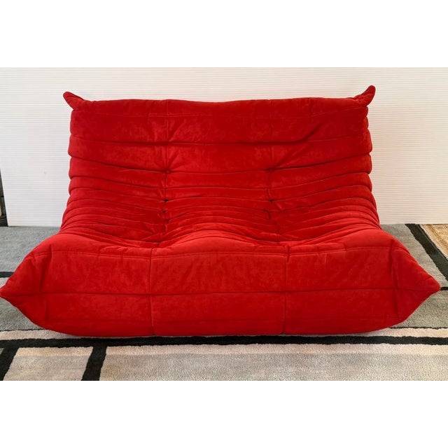 Michel Ducaroy for Ligne Roset Toga Sectional in Alcantara Goya Red, Set of 3 For Sale - Image 12 of 13