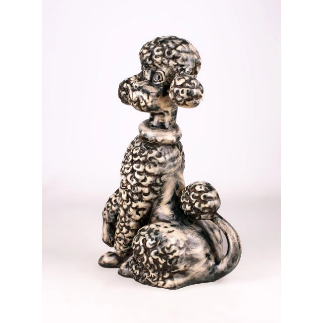 Mid-Century Modern Mid-20th Century French Unglazed Hand-Painted Ceramic Figurine of a Poodle/Dog by Atelier Primavera Au Printemps For Sale - Image 3 of 5