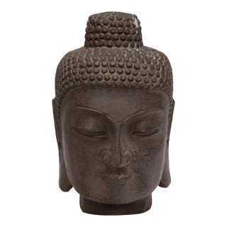 Chinese Stone Shakyamuni Buddha Head, C. 1900 For Sale