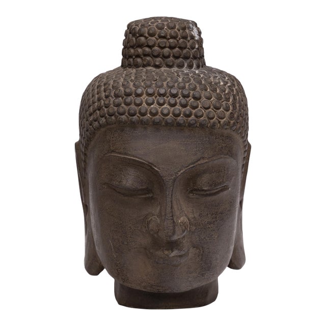 Chinese Stone Shakyamuni Buddha Head, C. 1900 For Sale