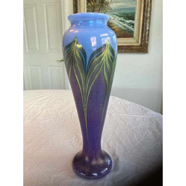 1980s 1980s Zellique Studios Signed Tall Vase For Sale - Image 5 of 12