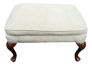 Late 20th Century Queen Anne Style Striped Ottoman