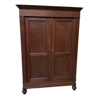 Antique Wardrobe in Oak, 1880 For Sale