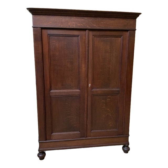 Antique Wardrobe in Oak, 1880 For Sale