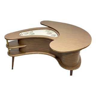 Atomic Mid Century Modern "Grand Server" Boomerang Bar Cabinet – Articulating Top, Limited Edition For Sale