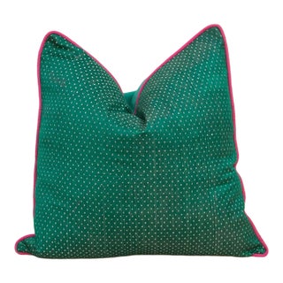 Ketki Green Dotted Ahir Handloom Pillow For Sale