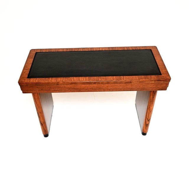 Mid-Century Modern Art Deco Walnut Desk with Leather Top, 1930s For Sale - Image 3 of 12