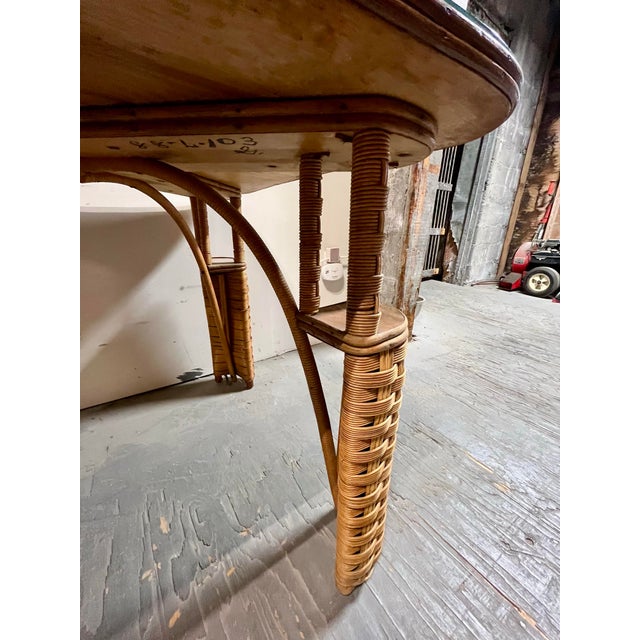 Vintage Art Deco Wicker Card Game Table For Sale - Image 9 of 12