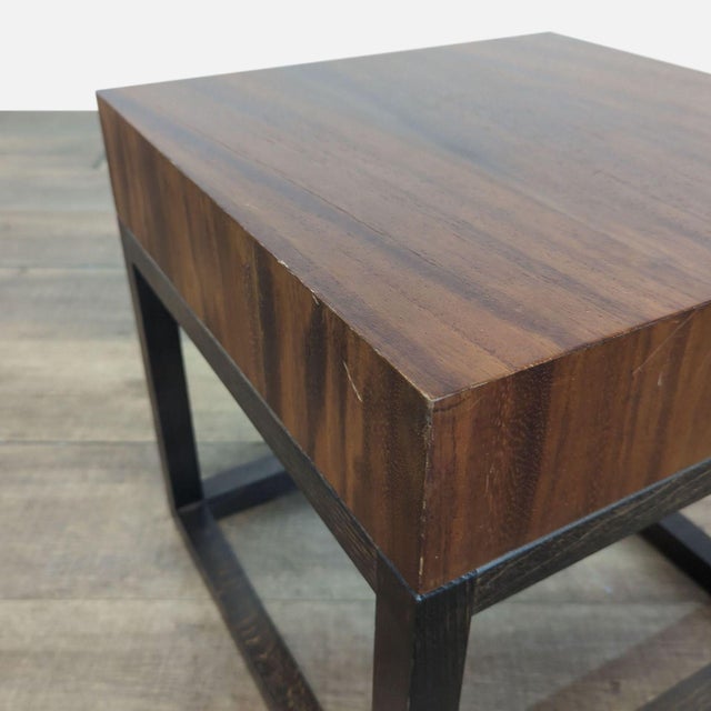 Modern Crate & Barrel Wood Accent Table on Wood Base For Sale - Image 3 of 6