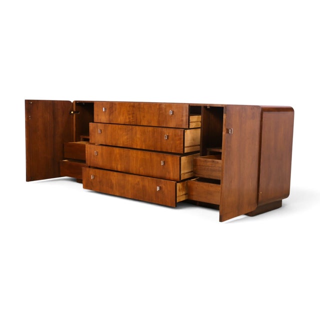 Wood Founders Furniture Vintage Walnut and Chrome Mid Century Modern Lowboy Dresser C. 1970s For Sale - Image 7 of 14