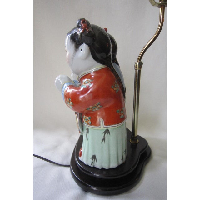 1970s Vintage Chinoiserie Figural Lamp For Sale - Image 5 of 6