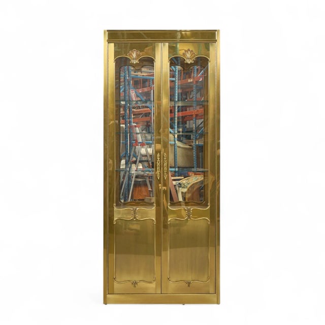 Metal Mastercraft Mid Century Brass Vitrines Cabinet - Pair For Sale - Image 7 of 11