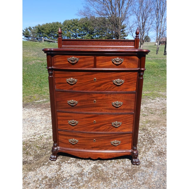 Victorian Antique Victorian Mahogany Chest of Drawers W Claw Feet and Six Drawers 1930s For Sale - Image 3 of 18