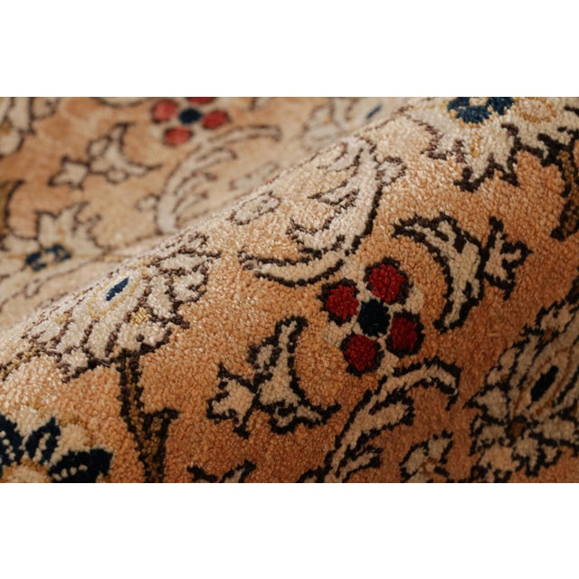 Textile Antique Persian Qum Rug in Beige-Brown and Red Floral Pattern, From Rug & Kilim For Sale - Image 7 of 8