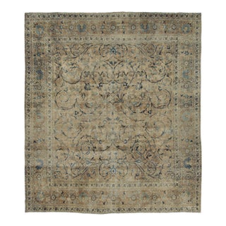 Oversized Antique Persian Kerman Rug With Distressed Floral Design - Rug & Kilim For Sale