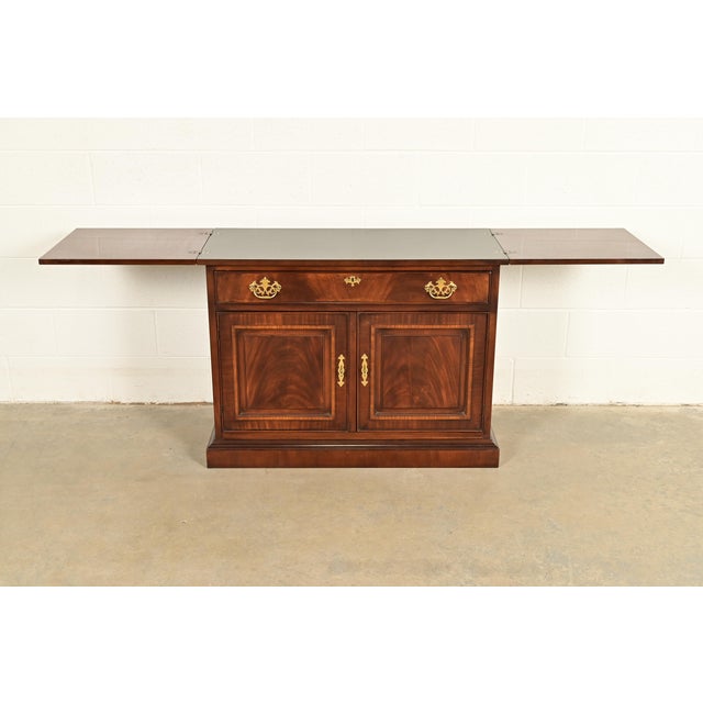 Drexel Heritage Georgian Flame Mahogany Flip Top Buffet Server or Bar Cabinet For Sale - Image 12 of 16