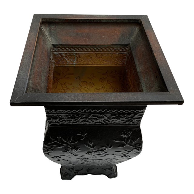 Vintage Textured Metal Umbrella Holder or Plant Vessel For Sale