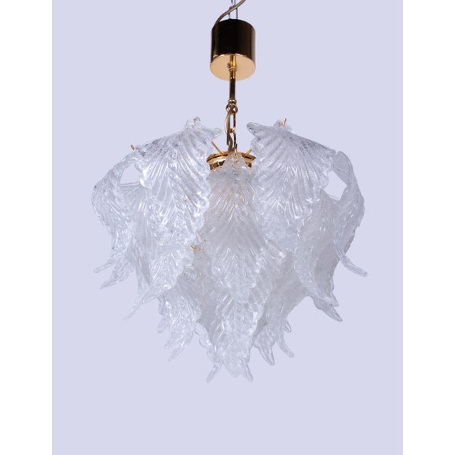 1960s Murano Glass Petals and Brass Chandelier from Novaresi, Italy, 1970s For Sale - Image 5 of 12