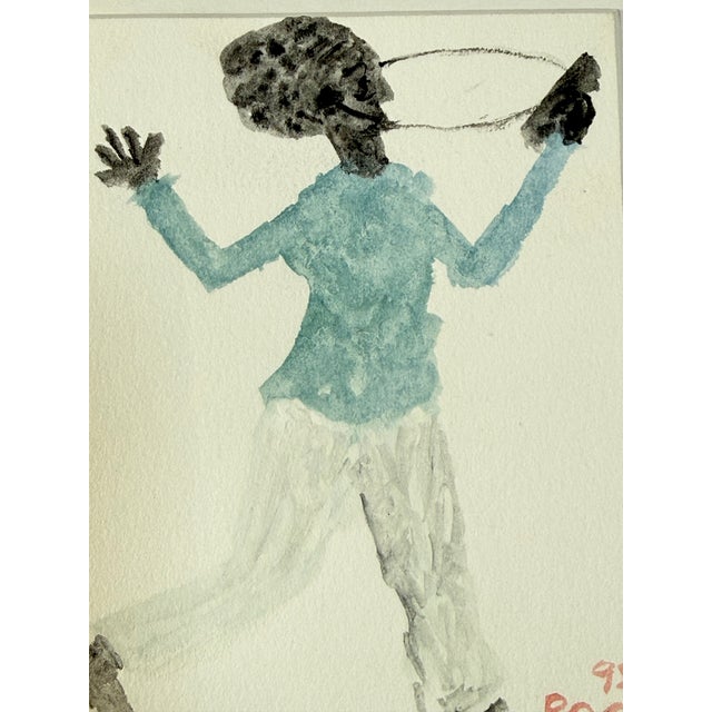 Ree Brown Outsider Artist Pair of Watercolor Paintings of Girls Playing For Sale In Seattle - Image 6 of 9