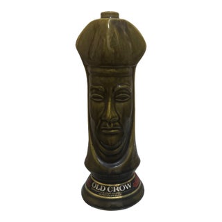 1969 Vintage Old Crow Ceramic Chessmen Decanter - Dark Bishop For Sale
