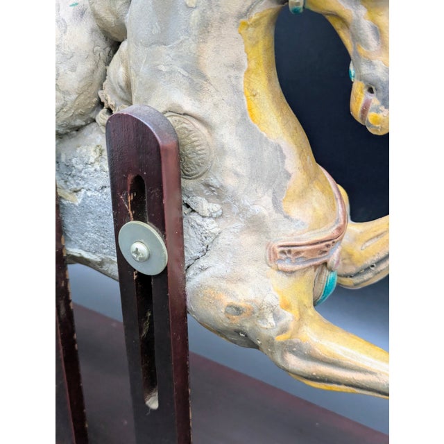 Yellow Antique Chinese Polychrome Glazed Imperial Tile: Warrior/Deity Riding a Horse For Sale - Image 8 of 9