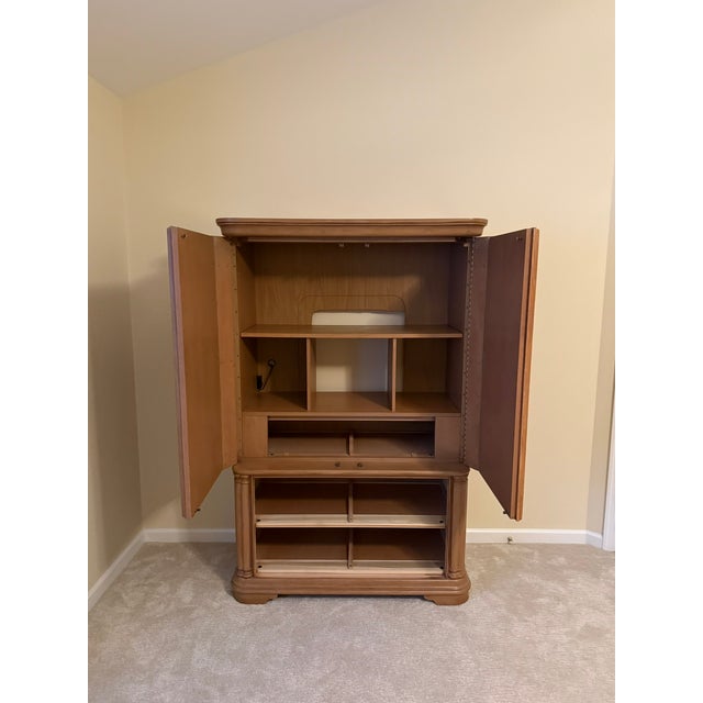 Wood Stanley Furniture Coronation Traditional Cherry/Pecan Armoire Cabinet For Sale - Image 7 of 18