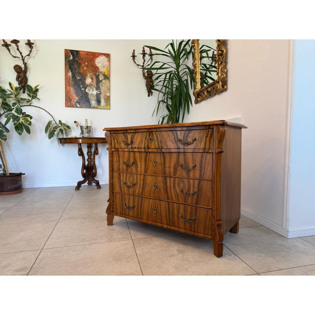 Biedermeier Walnut Veneered Chest of Drawers For Sale - Image 3 of 15
