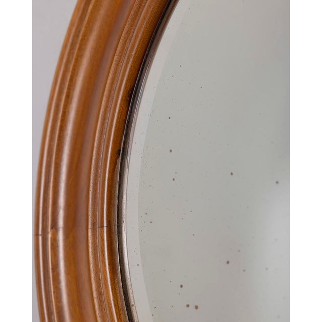 Vintage Italian Round Wall Mirror in Walnut, 1970s For Sale - Image 9 of 10