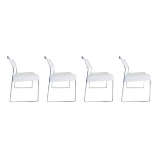White Omstak Chairs by Rodney Kinsman for Bieffeplast, 1970s, Set of 4 For Sale