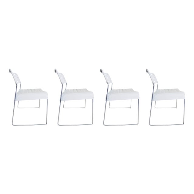 White Omstak Chairs by Rodney Kinsman for Bieffeplast, 1970s, Set of 4 For Sale